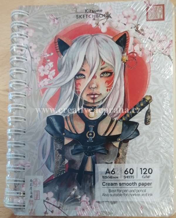 blok kroužk. Kitsune -60listů A6/120gsm Pero/tužka